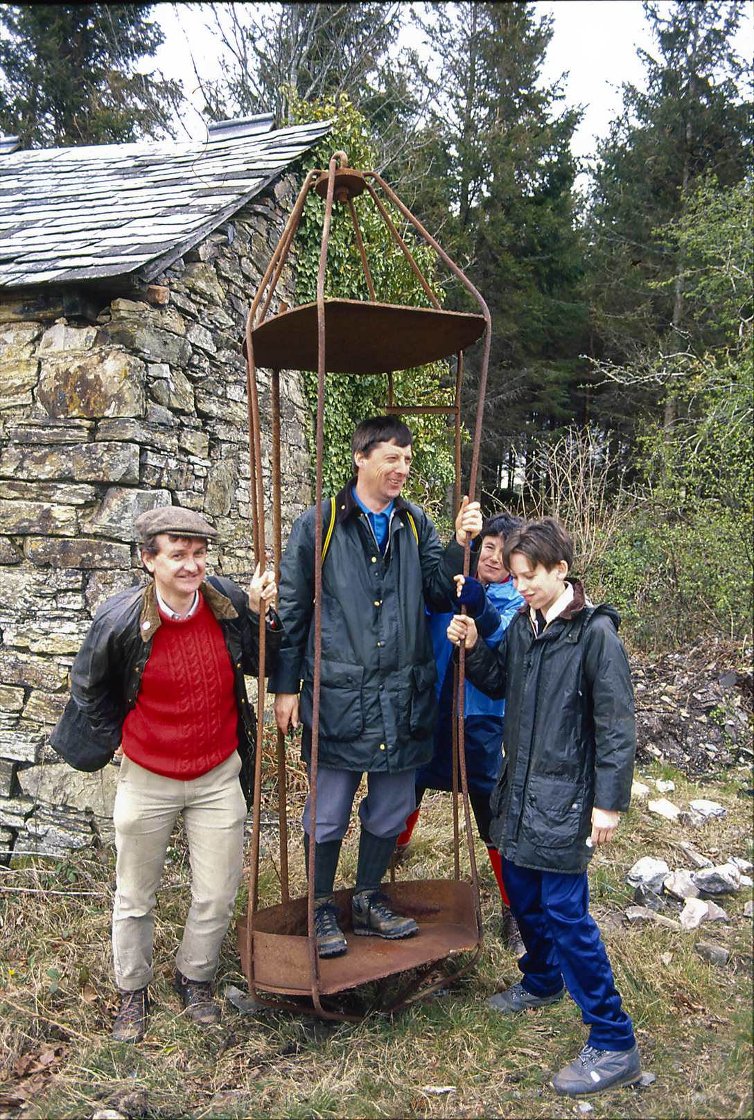 Devon Great Consols man riding cage Apr 1990